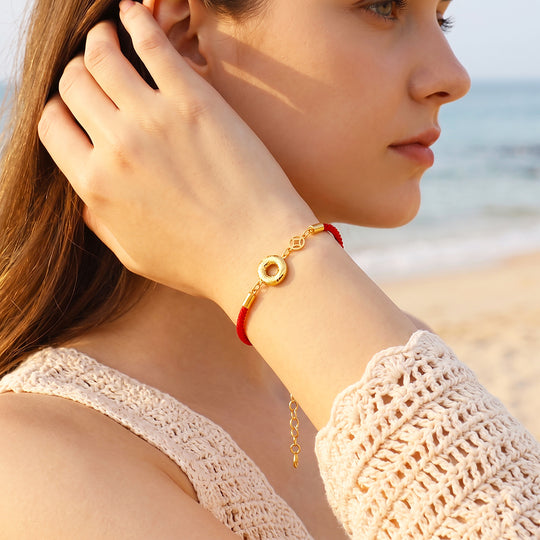 Fortune Coin Red Rope Bracelet | Women&