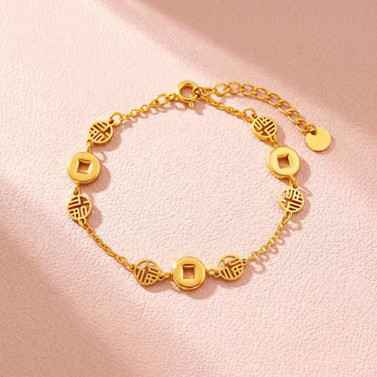 Fortune Coin &amp; Openwork Medallion Bracelet | Women&