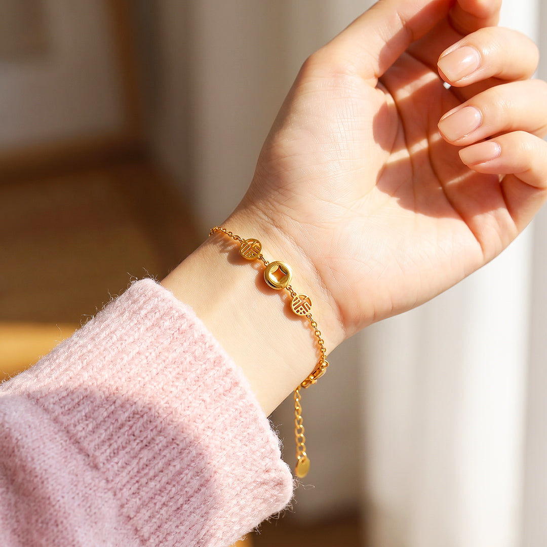 Fortune Coin &amp; Openwork Medallion Bracelet | Women&