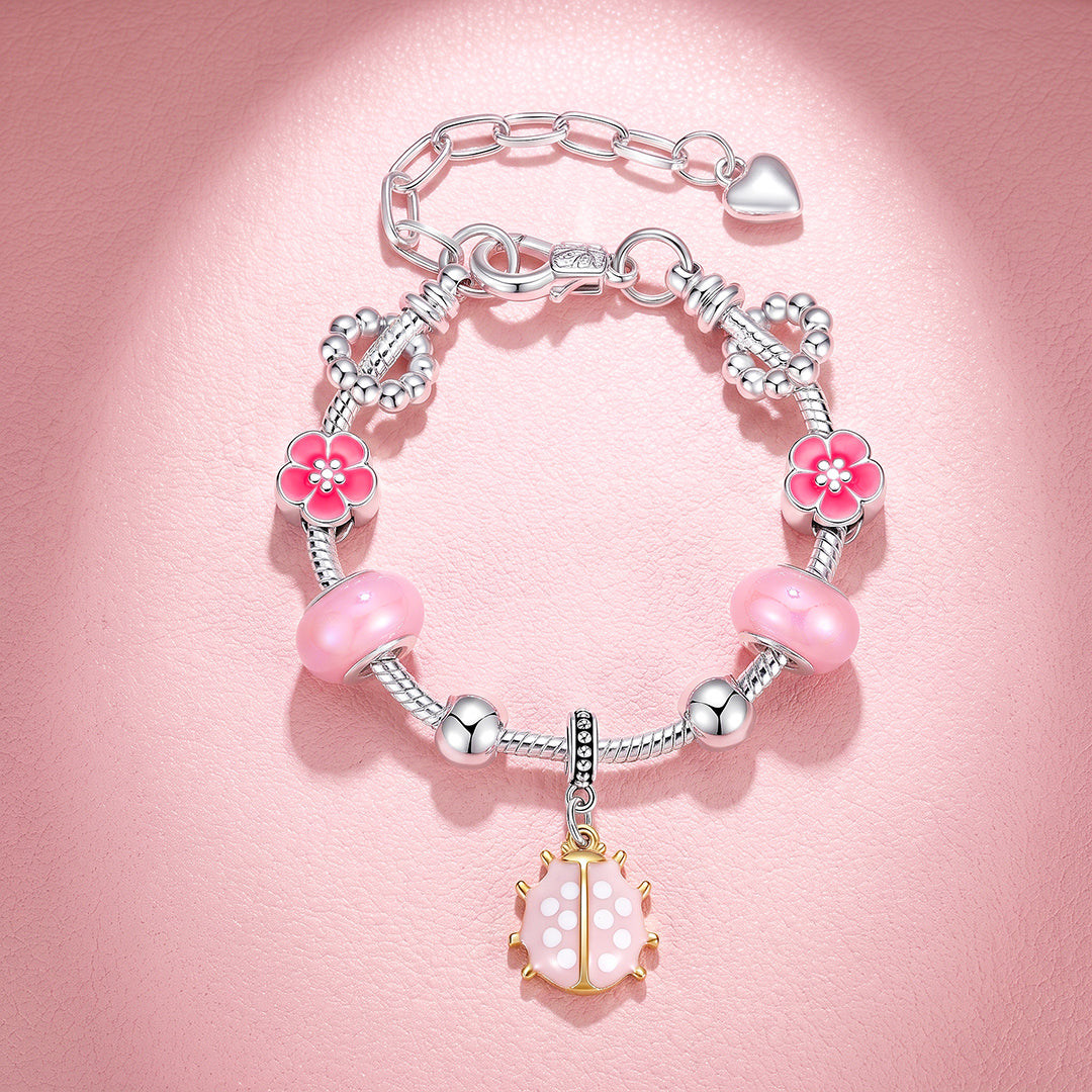 Pink Ladybug Charm Bracelet | Luxe6775