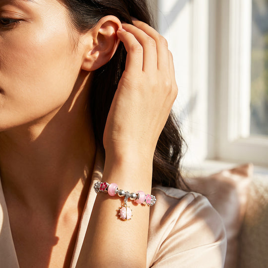 Pink Ladybug Charm Bracelet | Luxe6775