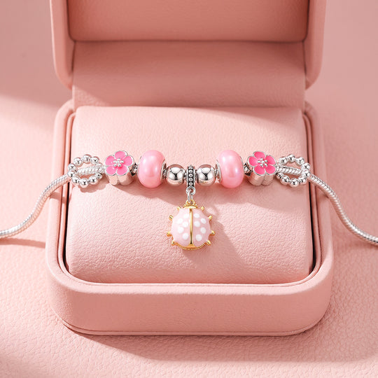 Pink Ladybug Charm Bracelet | Luxe6775