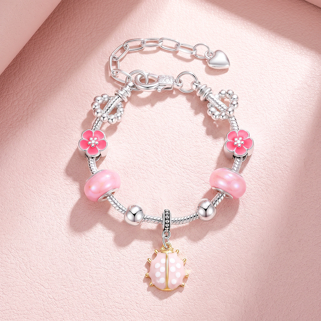 Pink Ladybug Charm Bracelet | Luxe6775