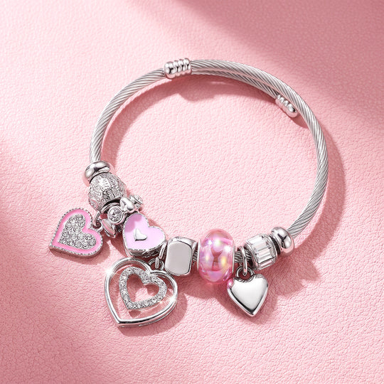 Heart Charm Cuff Bracelet | Luxe6776