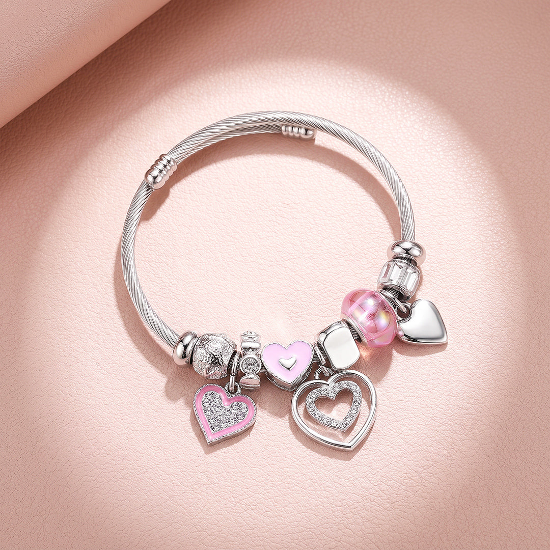 Heart Charm Cuff Bracelet | Luxe6776