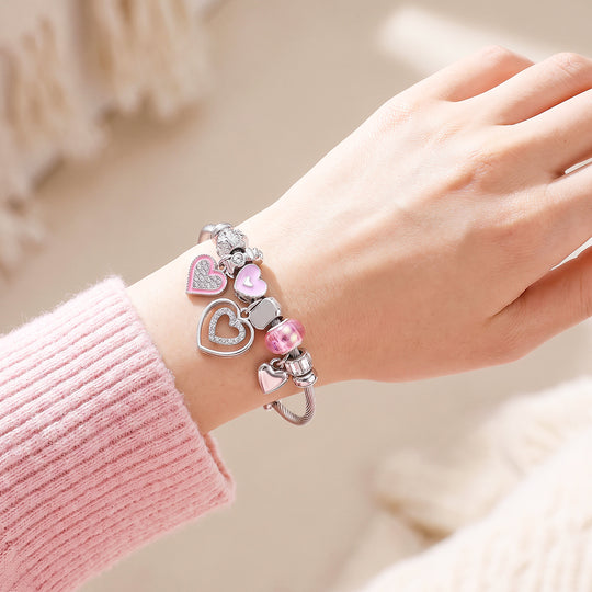 Heart Charm Cuff Bracelet | Luxe6776
