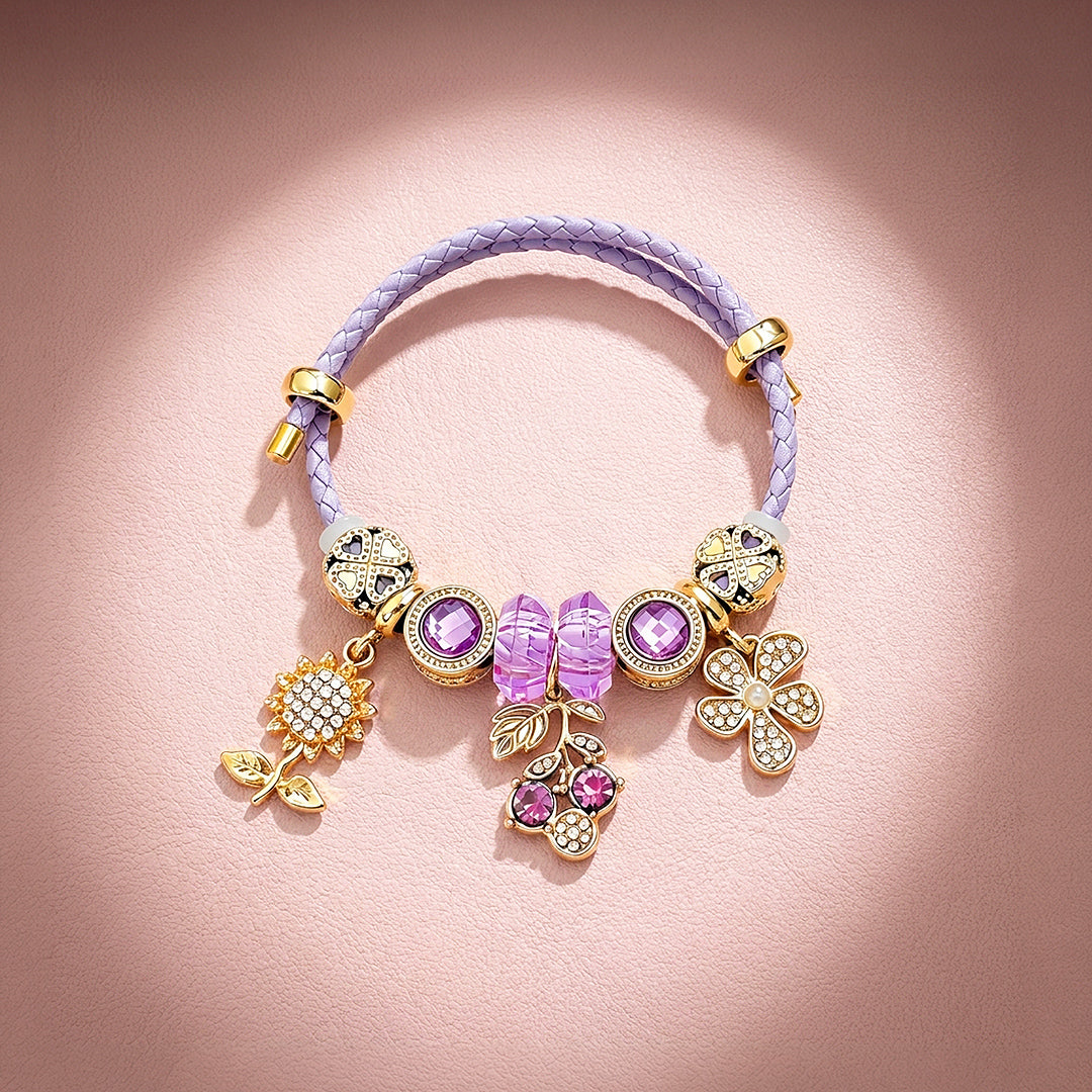 Botanical Harvest Woven Leather Charm Bracelet | Women&