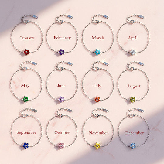 Birthstone Flower Chain Bracelet | Luxe6801