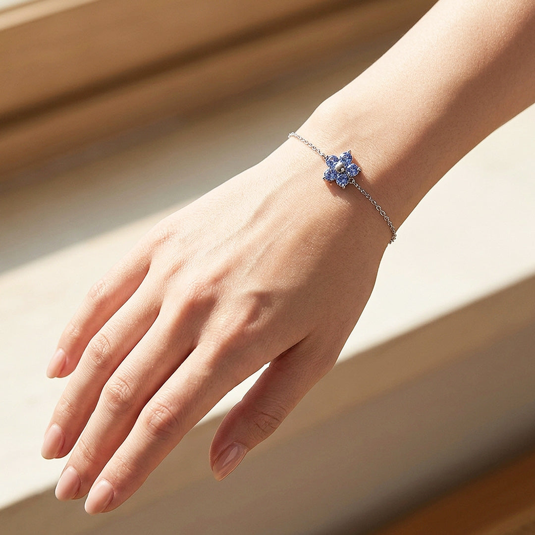 Birthstone Flower Chain Bracelet | Luxe6801