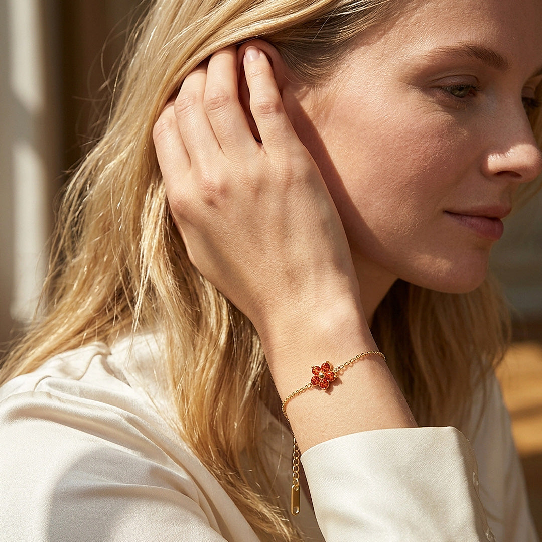 Birthstone Flower Chain Bracelet | Luxe6801