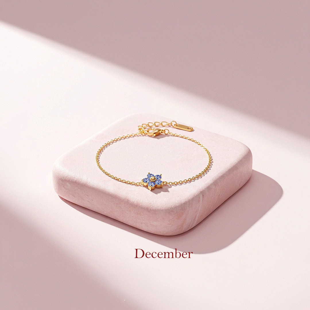 Birthstone Flower Chain Bracelet | Luxe6801
