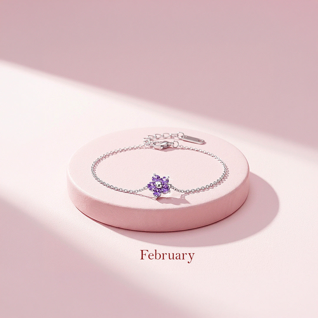 Birthstone Flower Chain Bracelet | Luxe6801