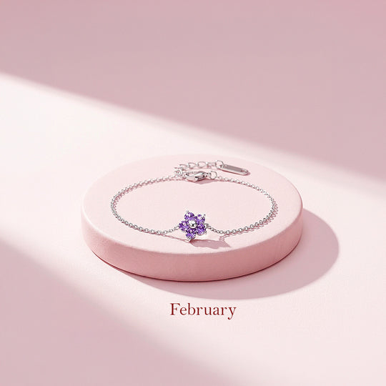 Birthstone Flower Chain Bracelet | Luxe6801