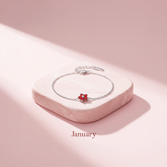 Birthstone Flower Chain Bracelet | Luxe6801