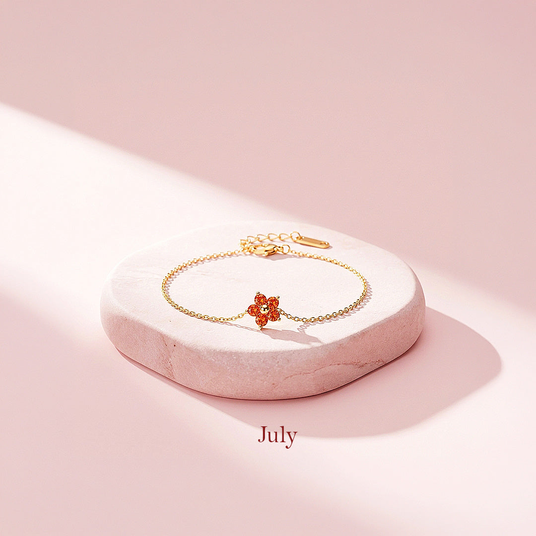 Birthstone Flower Chain Bracelet | Luxe6801