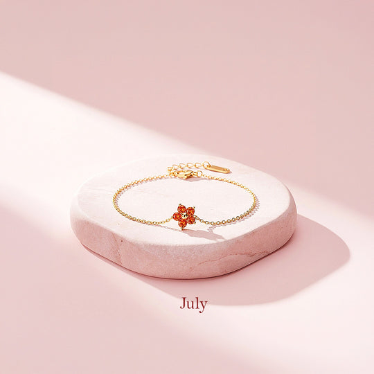 Birthstone Flower Chain Bracelet | Luxe6801