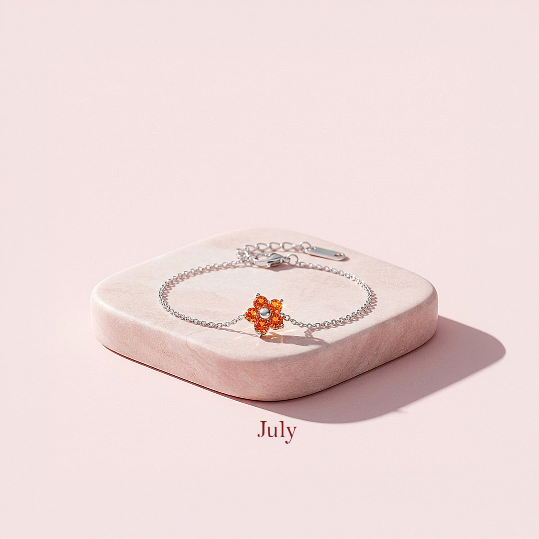 Birthstone Flower Chain Bracelet | Luxe6801