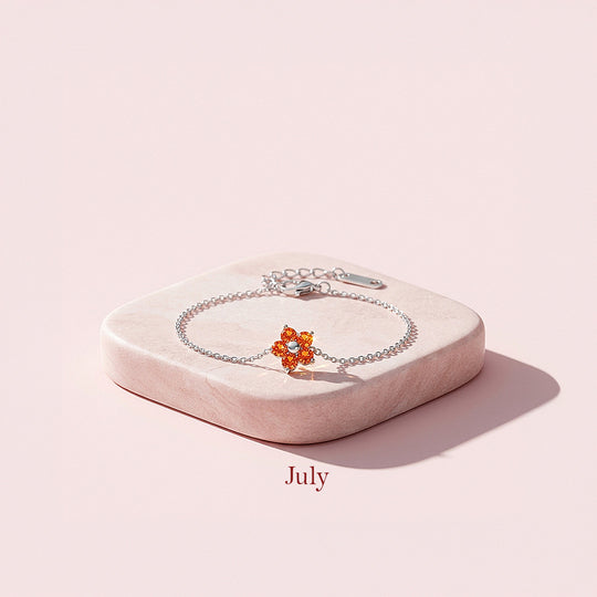Birthstone Flower Chain Bracelet | Luxe6801
