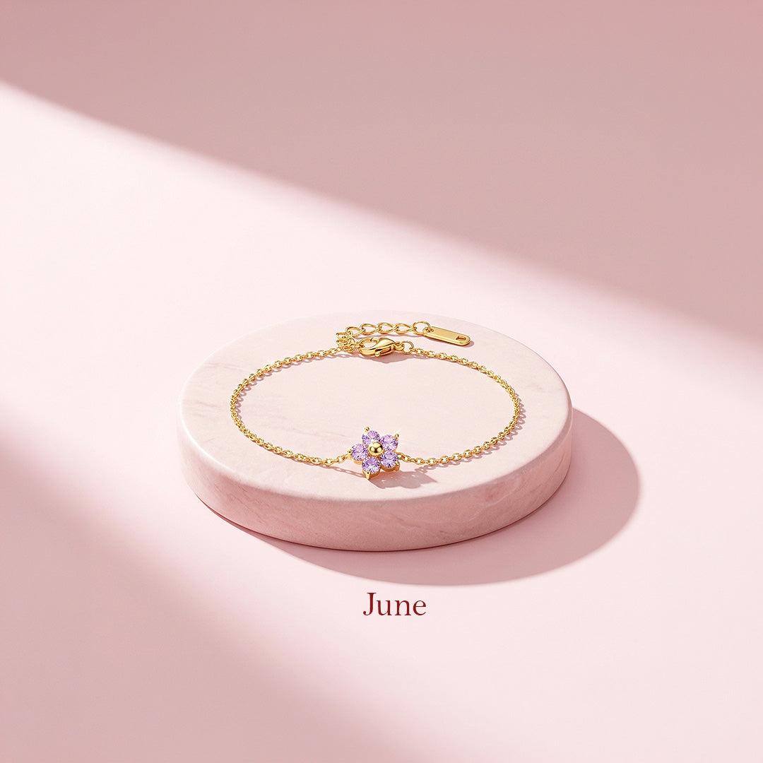 Birthstone Flower Chain Bracelet | Luxe6801