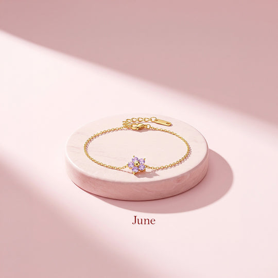 Birthstone Flower Chain Bracelet | Luxe6801