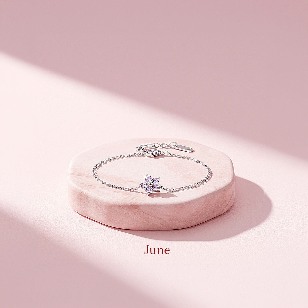 Birthstone Flower Chain Bracelet | Luxe6801