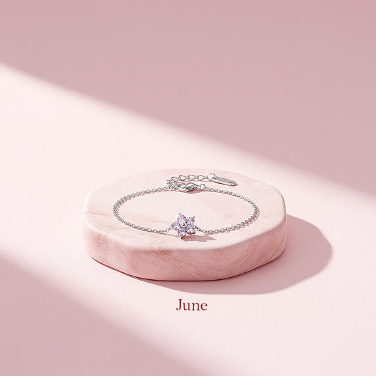 Birthstone Flower Chain Bracelet | Luxe6801