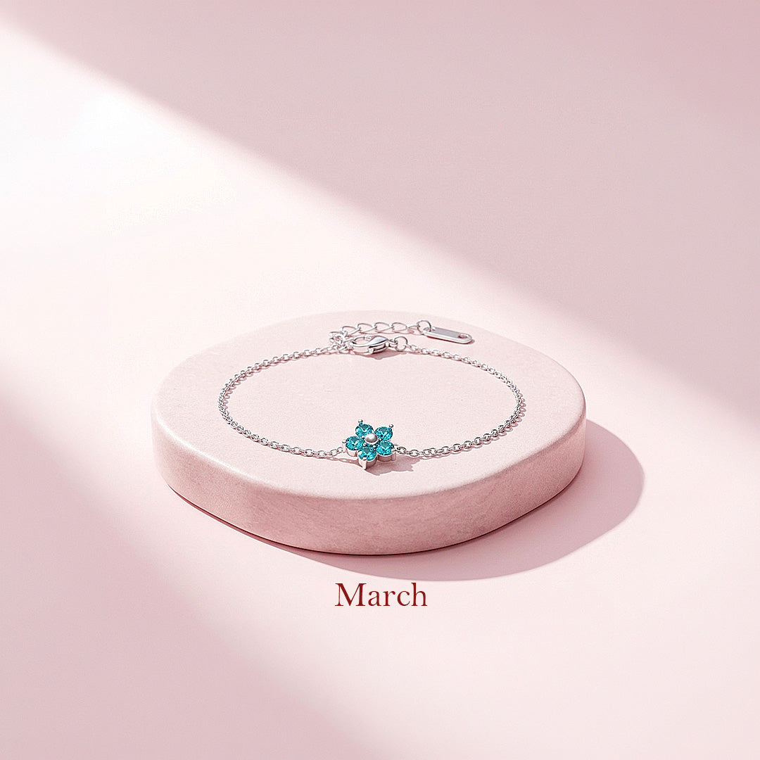 Birthstone Flower Chain Bracelet | Luxe6801