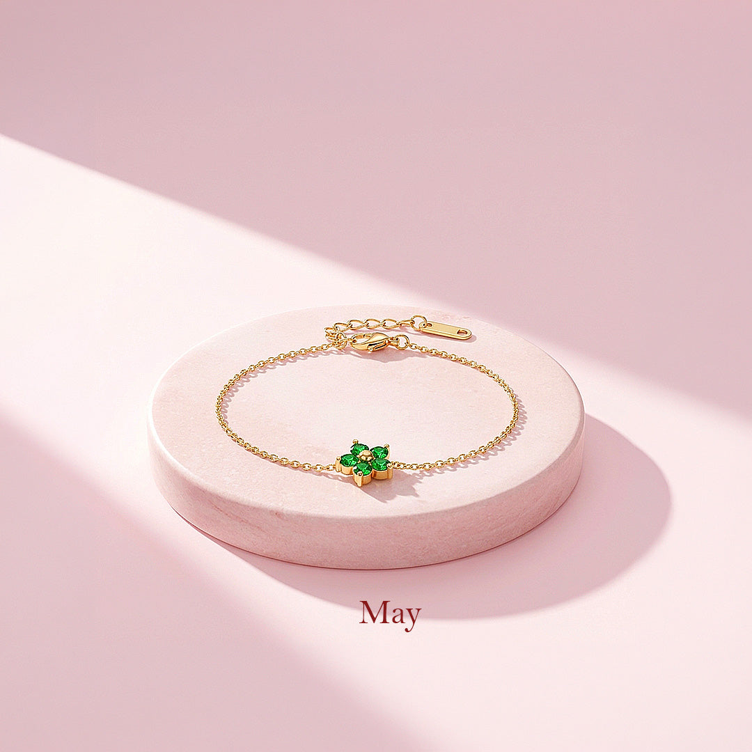 Birthstone Flower Chain Bracelet | Luxe6801