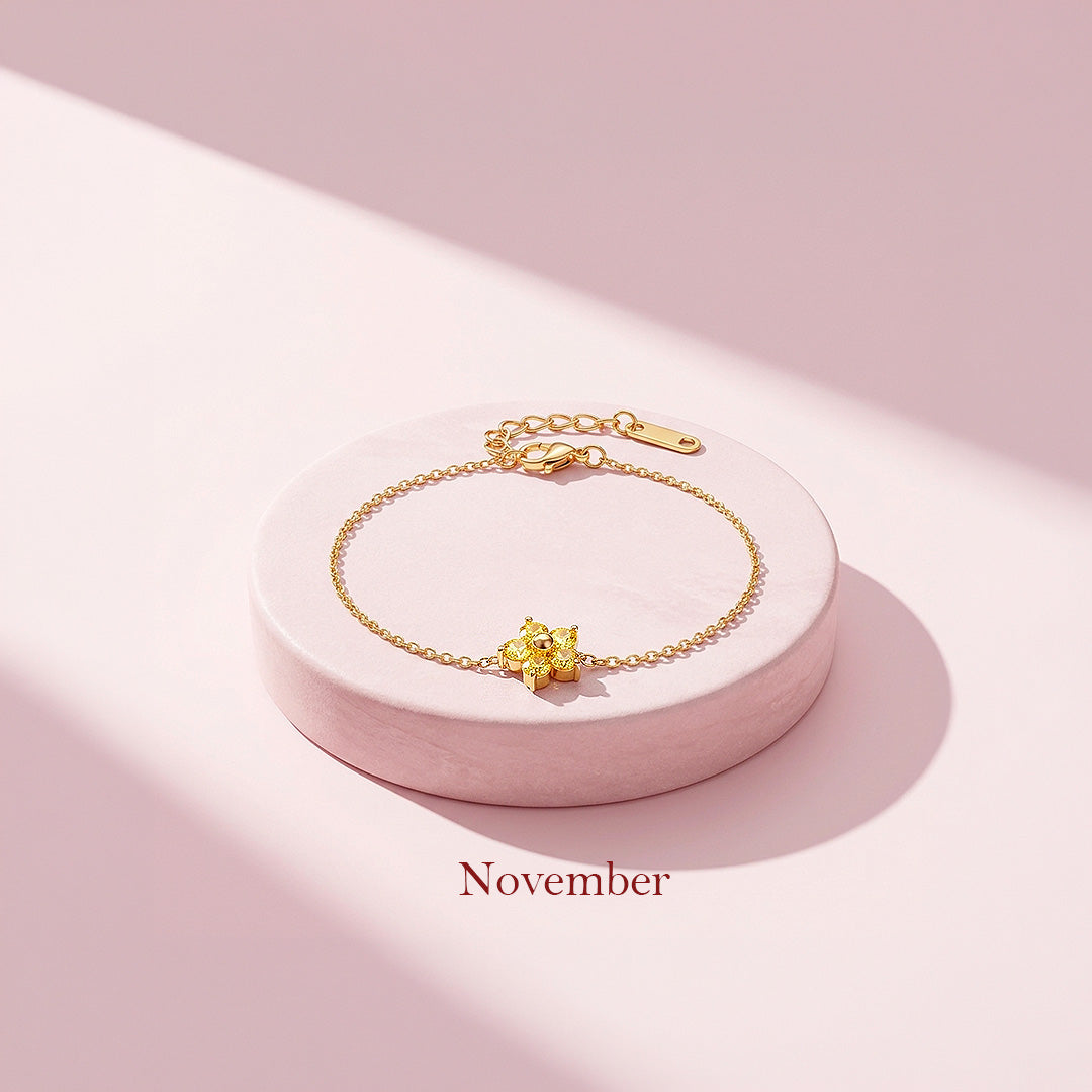 Birthstone Flower Chain Bracelet | Luxe6801