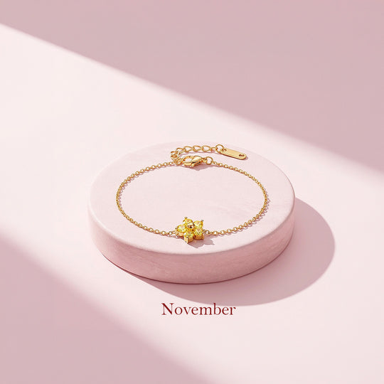 Birthstone Flower Chain Bracelet | Luxe6801