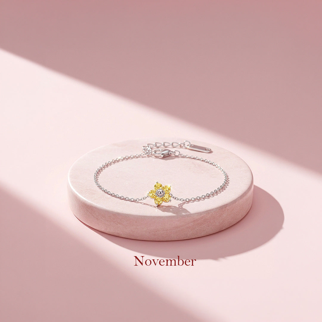 Birthstone Flower Chain Bracelet | Luxe6801
