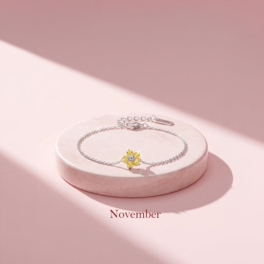 Birthstone Flower Chain Bracelet | Luxe6801