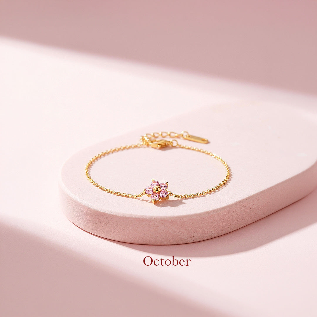 Birthstone Flower Chain Bracelet | Luxe6801
