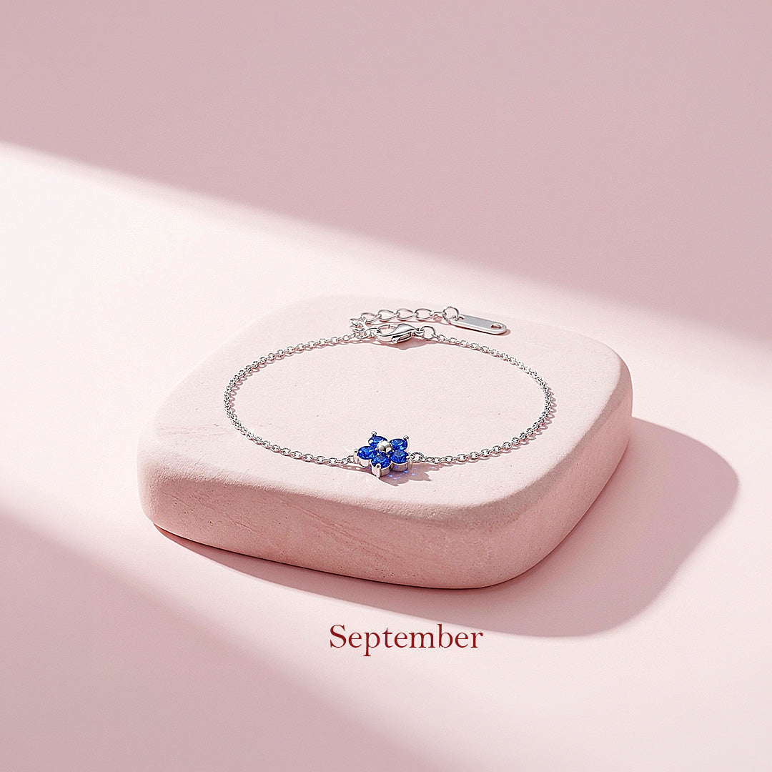 Birthstone Flower Chain Bracelet | Luxe6801