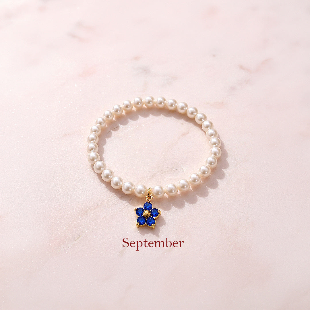 Birthstone Pearl Flower Bracelet | Luxe6802