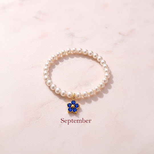 Birthstone Pearl Flower Bracelet | Luxe6802