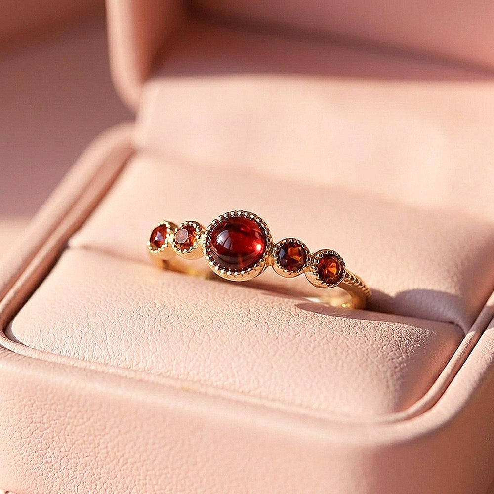 Elysia Bezel-Set Crimson Five-Stone | Women's Ring | Luxe8319