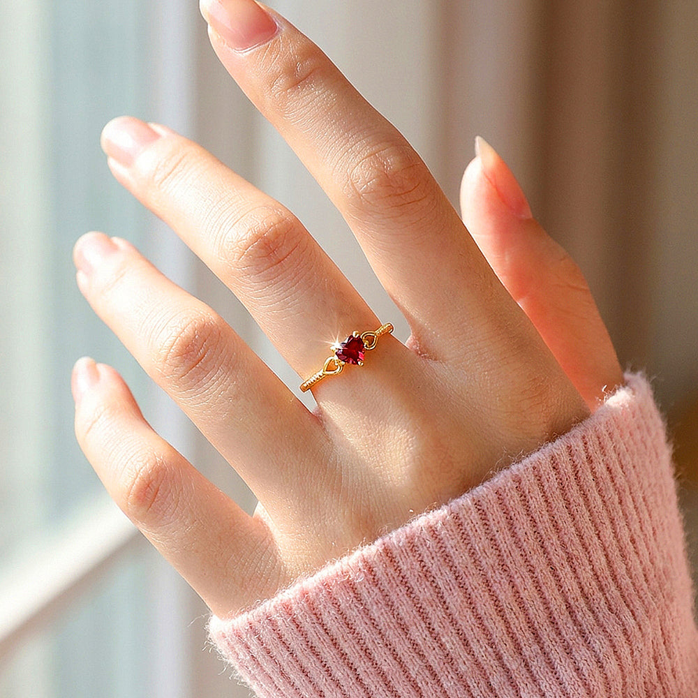 Red Heart Solitaire Band | Women's Ring | Luxe8325