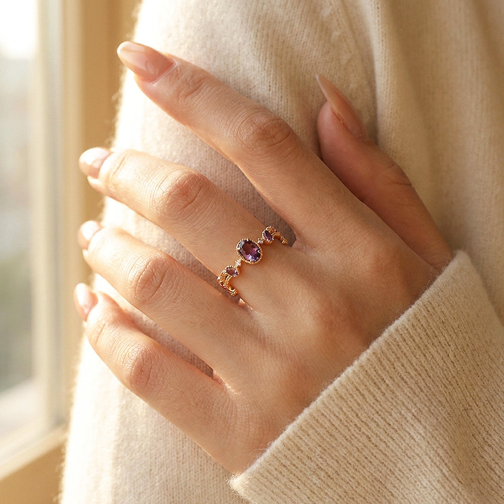 Amara Vintage Three-Stone | Women's Adjustable Ring | Luxe8330