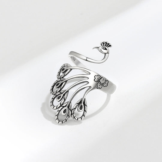 Luxe9168 Awe-Inspiring Peacock Ring Adjustable Ring - Tiara.com.sg Singapore Jewelry & Bags