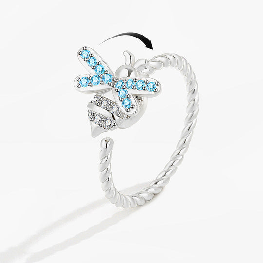 Luxe9171 Busy Bee Rotating Ring Adjustable Ring - Tiara.com.sg Singapore Jewelry & Bags