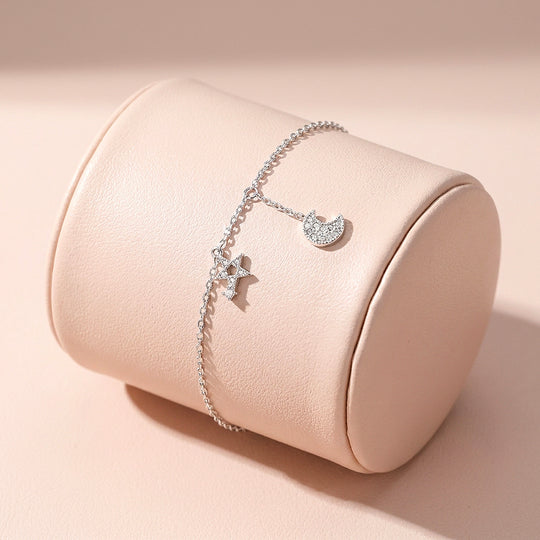 Celestial Crescent Moon &amp; Star Charms | Anklet | Luxe9201