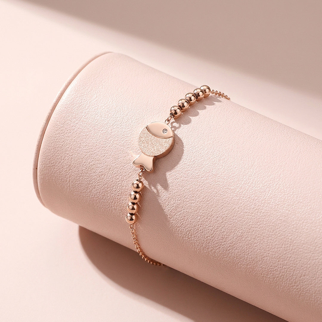 Frosted Fish Charm &amp; Beaded Station | Anklet | Luxe9226