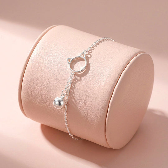 Playful Cat Silhouette &amp; Bell Drop | Anklet | Luxe9248