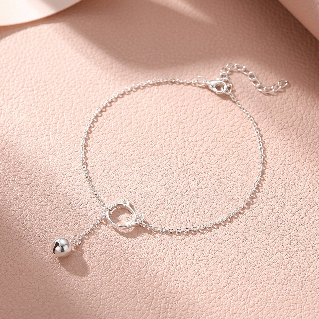 Playful Cat Silhouette &amp; Bell Drop | Anklet | Luxe9248