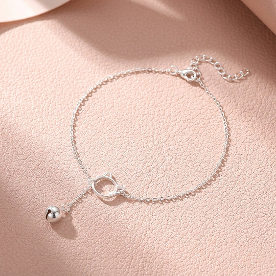 Playful Cat Silhouette &amp; Bell Drop | Anklet | Luxe9248