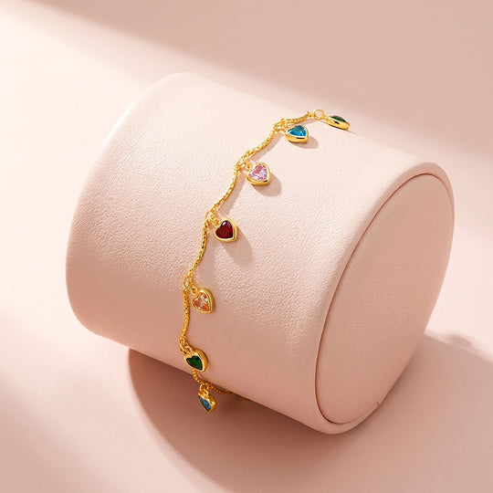Rainbow Heart Crystal Drop | Anklet | Luxe9279