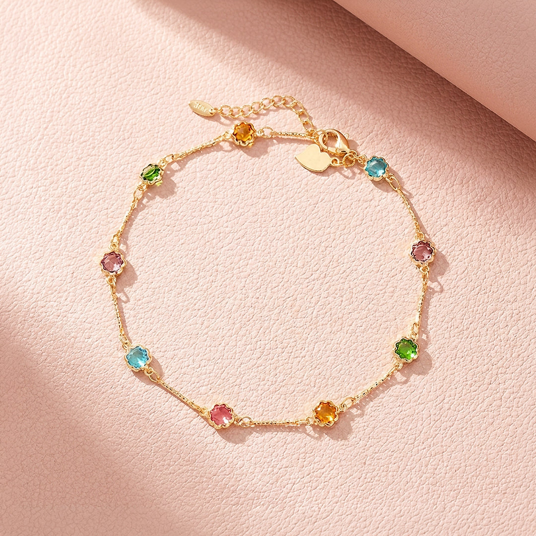 Rainbow Floral Crystal Station | Anklet | Luxe9280