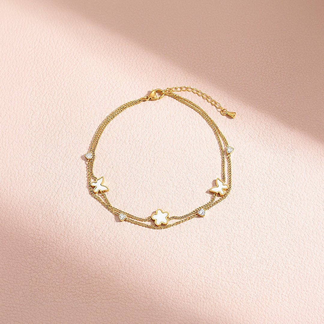 Double-Layer Butterfly &amp; Floral | Anklet | Luxe9288