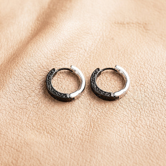 Engraved Scroll Huggie Hoop | Men&
